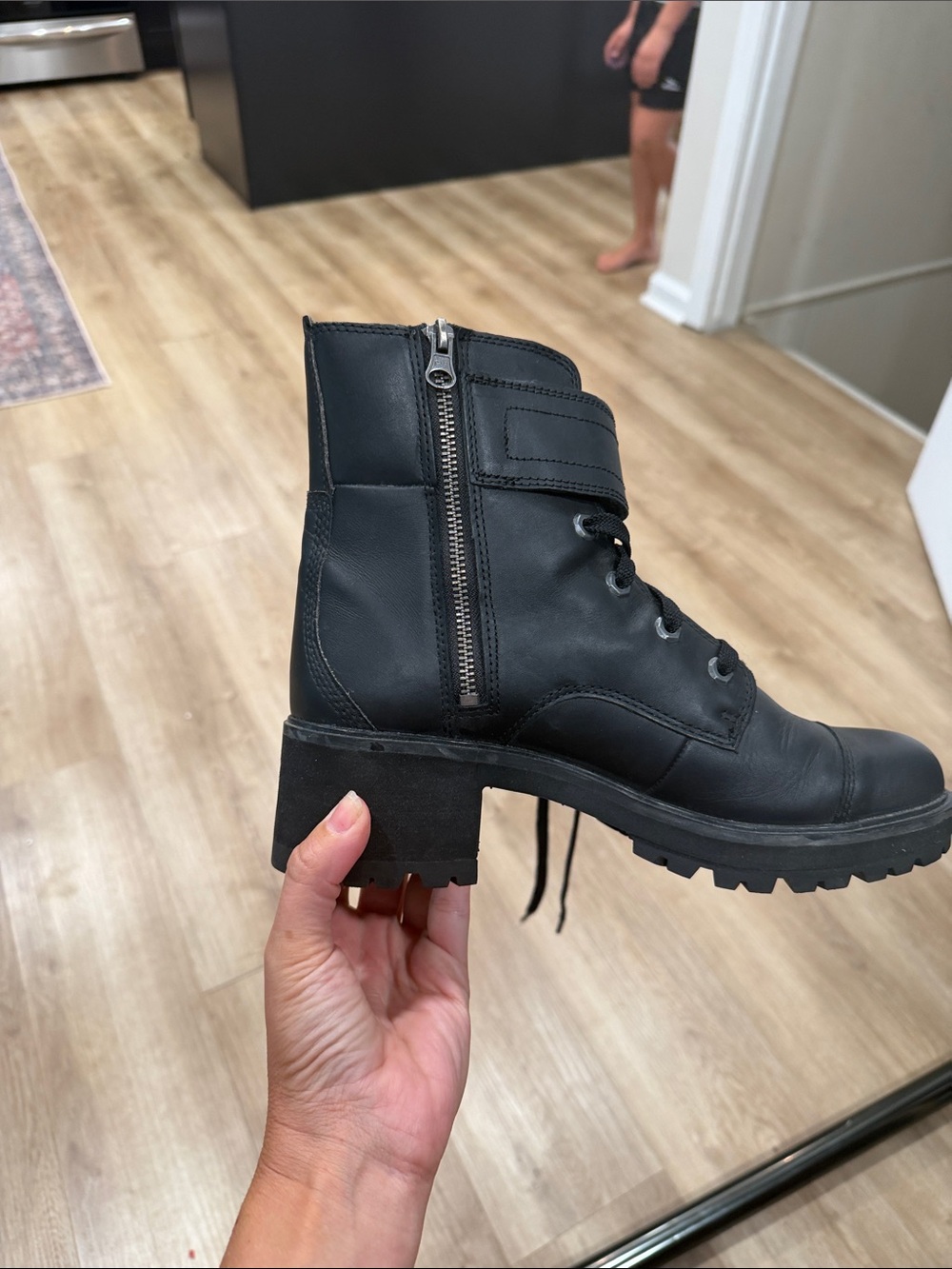 Women's water resistant Timberland Black Lug Sole Ankle Boots with Buckle - Picture 5 of 5